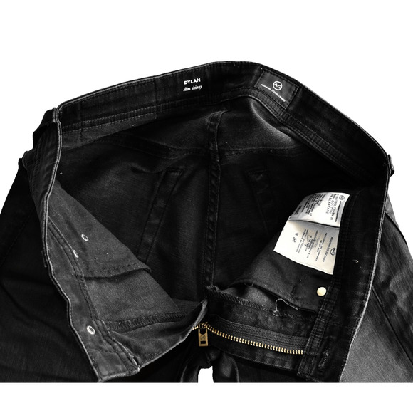 B0 NEW ADRIANO GOLDSCHMIED Dylan Black Coated Slim Skinny Jeans Sz 28 X 32 $188 - Picture 4 of 7